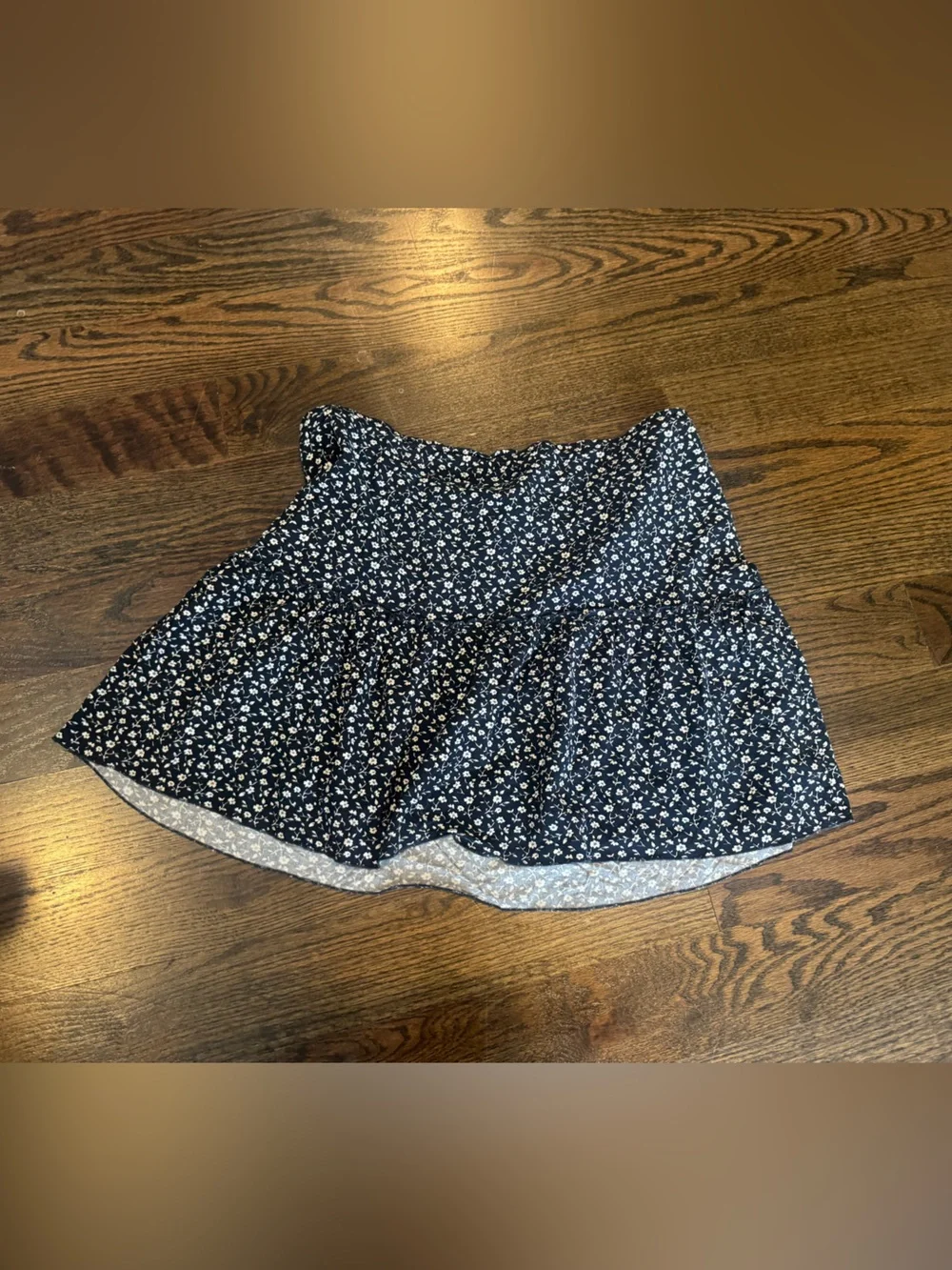Brandy Melville Black  and White Micro Floral High-Waist Skirt